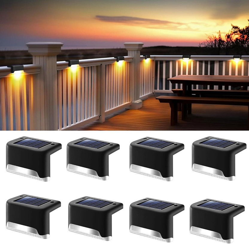 TRINETRAHUB Automatic Sensor Deck Light Garden Outdoor Partio lawn Fence Step light Solar Light Set(Floor Mounted Pack of 8)