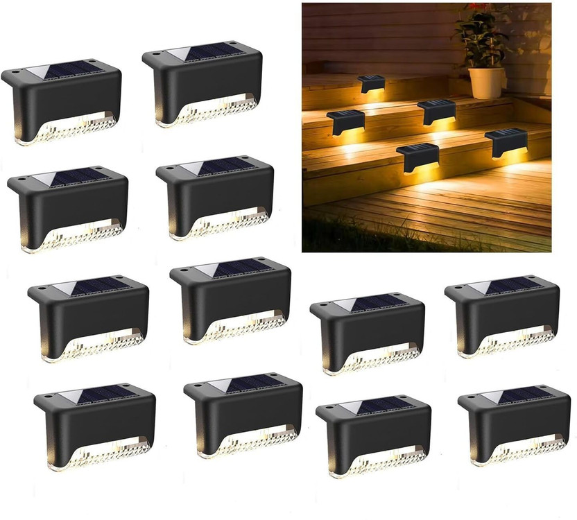 SCANF Solar Lights for Home Outdoor LED Decoration Waterproof Fence Lamp Solar Light Set(Wall Mounted Pack of 12)