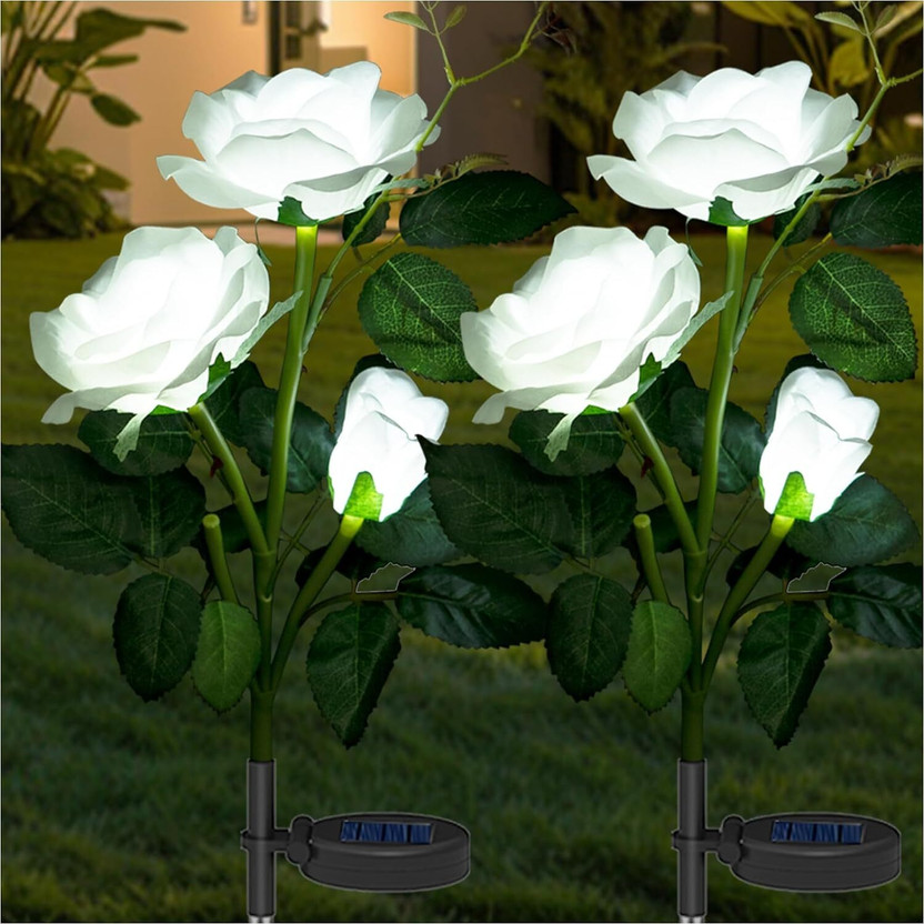 KolorFish Solar Garden Lights Outdoor Decor for Yard LED Flowers Lamp Pathway Solar Light Set(Floor Mounted Pack of 2)