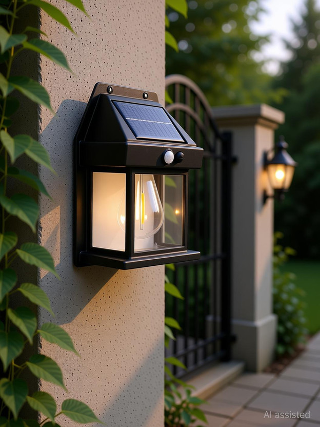 TRUDO Solar Wall Lamp Waterproof ArchiWhimsy Lamp Induction-Black Solar Light Set(Wall Mounted Pack of 4)