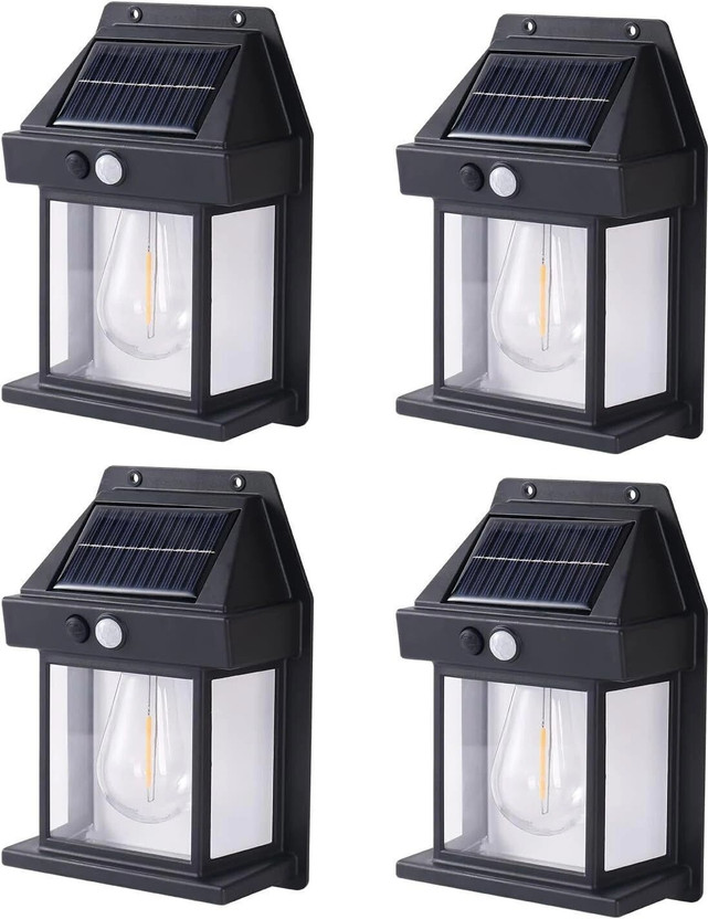 TRUDO Solar Wall Lamp Waterproof ArchiWhimsy Lamp Induction-Black Solar Light Set(Wall Mounted Pack of 4)