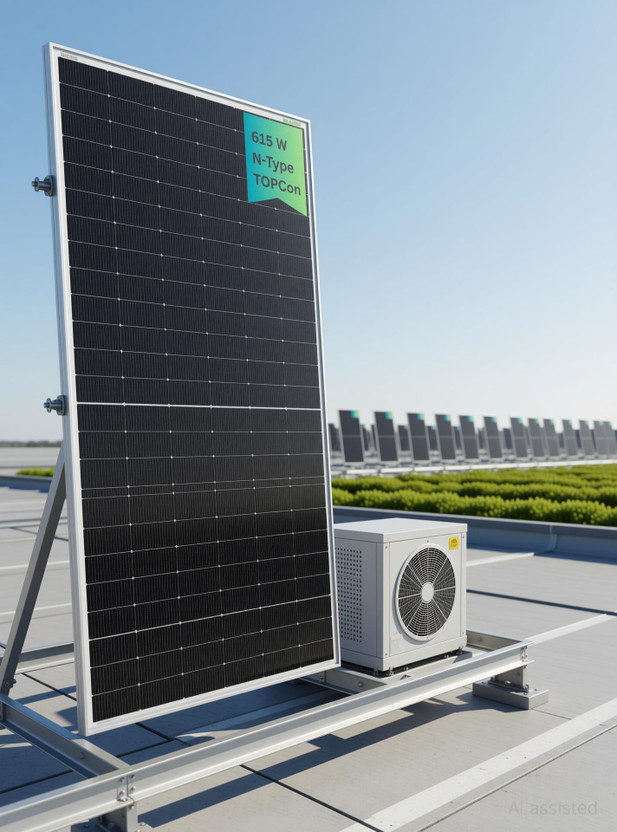 WAAREE 615 W Framed Dual Glass Bifacial | TOPCon N-Type Mono Cells | Solar Panel(Pack of 1)