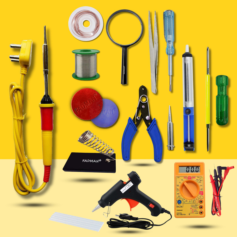 FADMAN Soldering Iron Kit Pack of 15 Full Yellow/Red for All Soldering Solution 25 W Simple(Flat Tip)