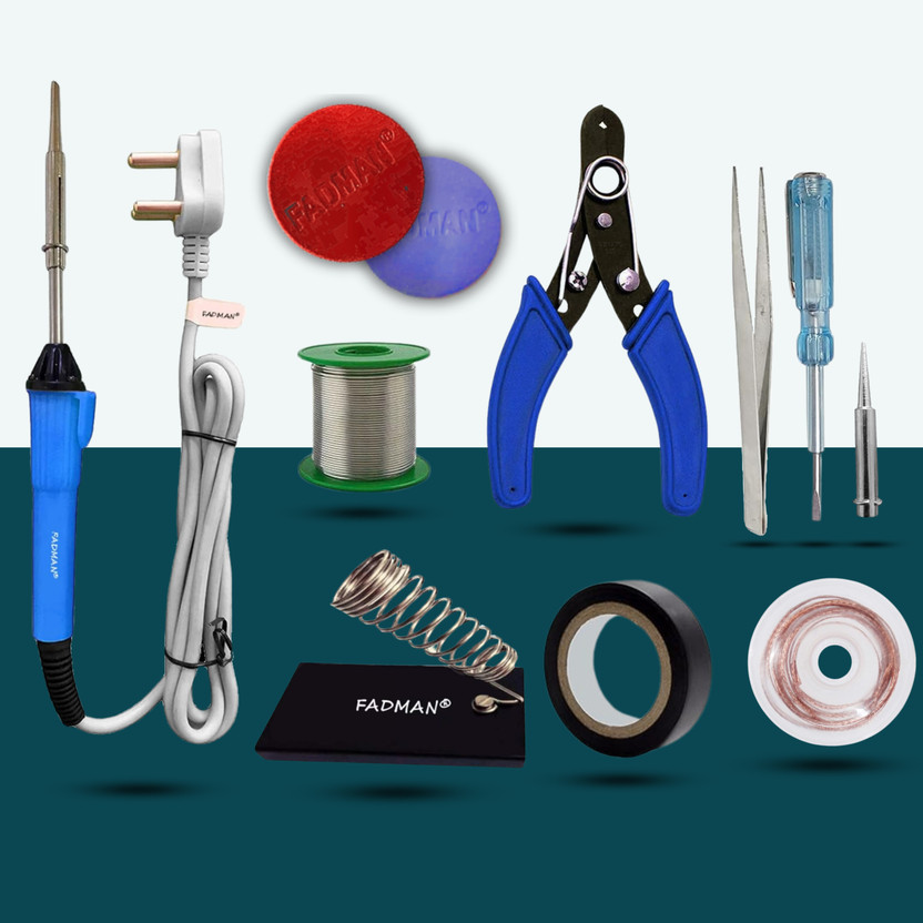 FADMAN Electronic Blue 10in1 Mobile Soldering Iron Kit Set 25 W Simple(Flat Tip)