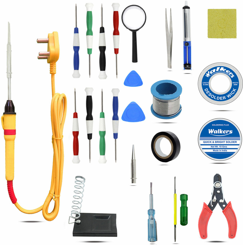 Walkers WKCB48M1 24in1 Basic 25W Soldering Iron Equipment Tool Machine Combo Kit Set 25 W Simple(Flat Tip)