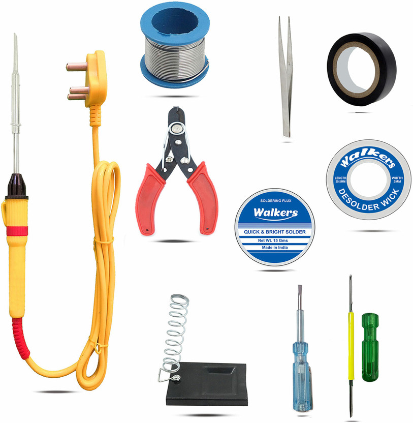 Walkers WKCB62M1 Electric Gadget 10in1 New Mobile Soldering Iron Machine Combo Kit Set 25 W Simple(Flat Tip)