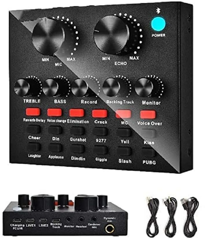 KH V8 Sound Card, Sound Effects Board for Podcast Equipment Bundle, Sound Board Powered Sound Mixer