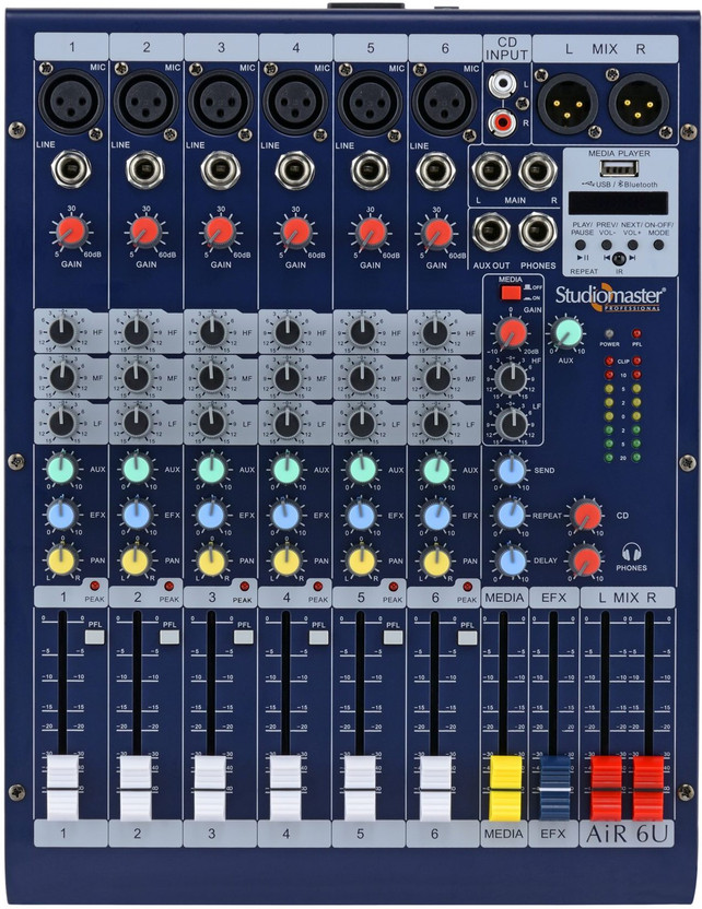 Studiomaster Studiomaster Air 6U (6 Channel Mixer) With USB Option, Bluetooth And Remote, black, Medium - Flipkart Deal