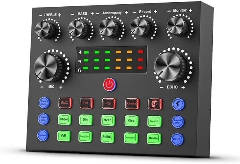 AMG Music V8s Audio Mixer | Live Sound Card | Audio Interface with DJ Mixer Sound Effects Digital Sound Mixer