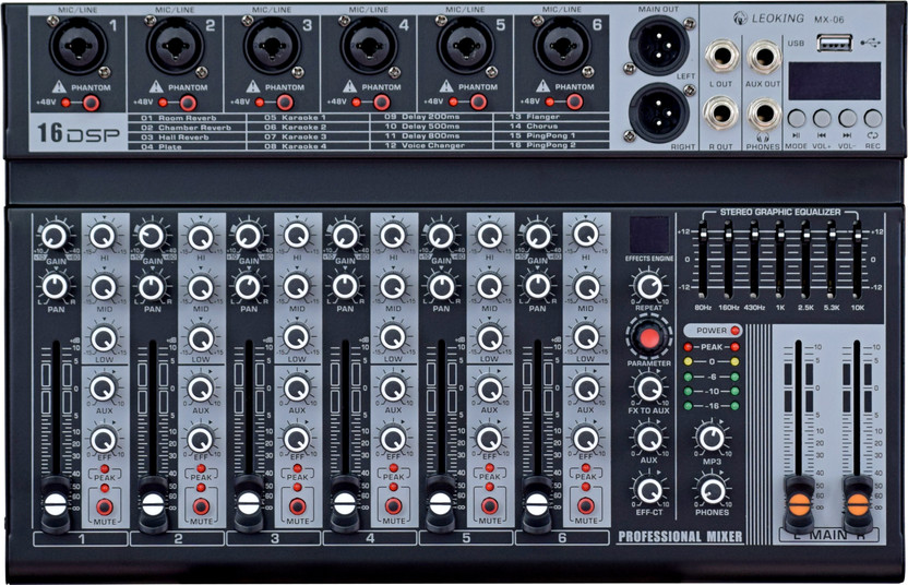 KH Bluetooth Compatible Professional Portable Digital Console USB 6 Channel Mixer Digital Sound Mixer