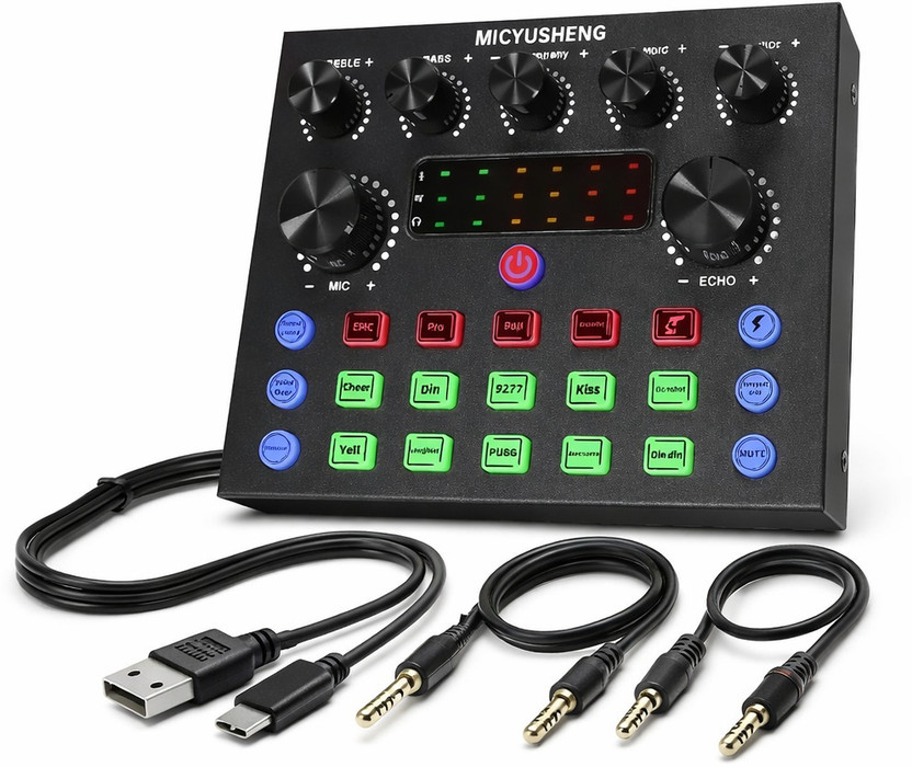 Urban Infotech V8 Portable Audio Mixer Interface, Bluetooth Sound Card for Recording/Podcast Digital Sound Mixer