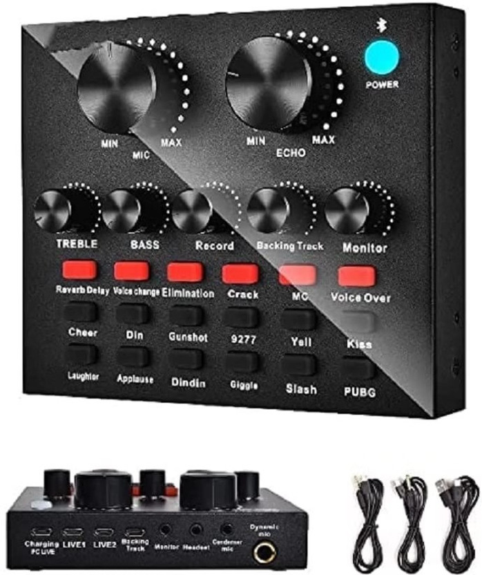 KH Sound Card with Voice Changer, Sound Effects Board for Podcast & Live Streaming Powered Sound Mixer
