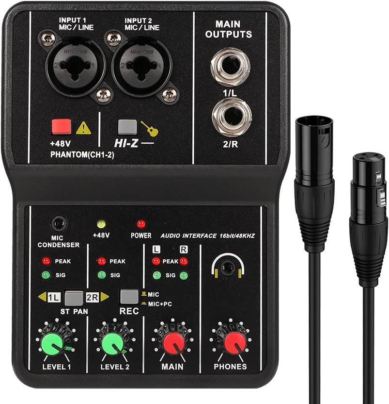 IMAGINEA mini 2 channel audio DJ mixer console interface with 48V