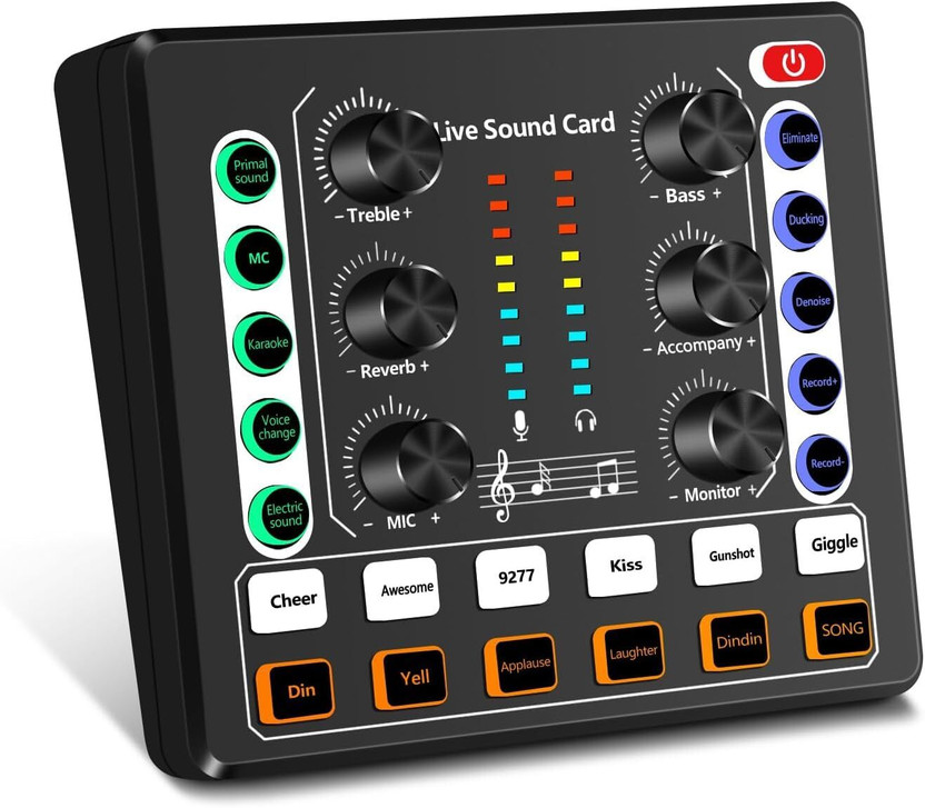 Mocking Bird V9 Live Sound Card & Audio Interface – Portable Bluetooth Mixer for Recording Professional Podcast Equipment for Live Streaming, Gaming, YouTube , Broadcast(Black)