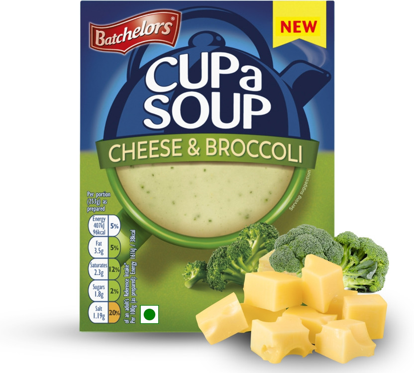 Batchelors Cup A Soup Cheese & Broccoli Instant Soup | Low Fat | 4 Sachets(Pack of 4, 92 g)