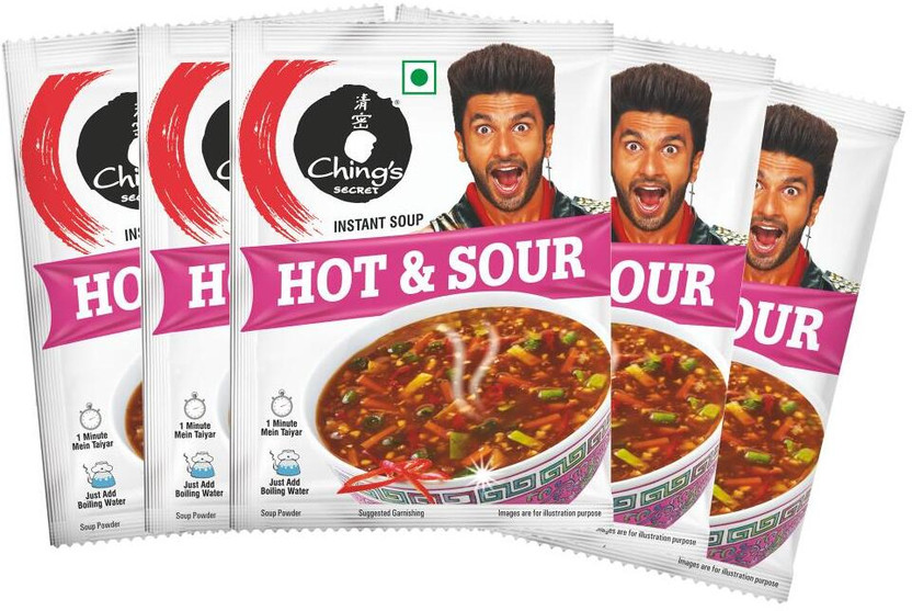 Ching's Secret Hot & Sour Veg Instant Soup (14g x 5)(Pack of 5, 70 g)