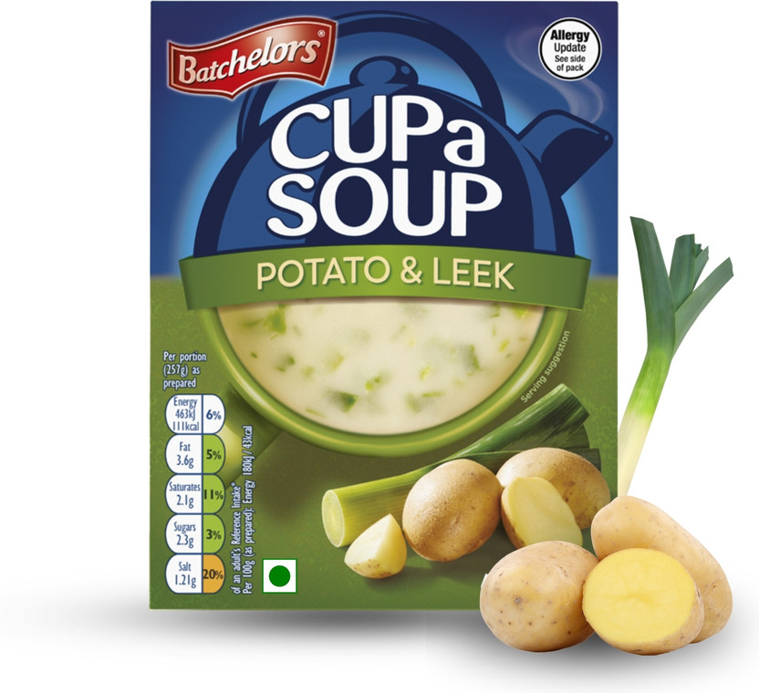 Batchelors Cup A Soup Creamy Potato & Leek Instant Soup, Low Fat, 4 Sachets(107 g)