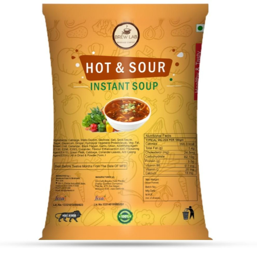 Brew Lab Ready To Cook Instant Healthy Veg Hot & Sour Instant Soup Powder | Easy to Prepare |(1 kg)
