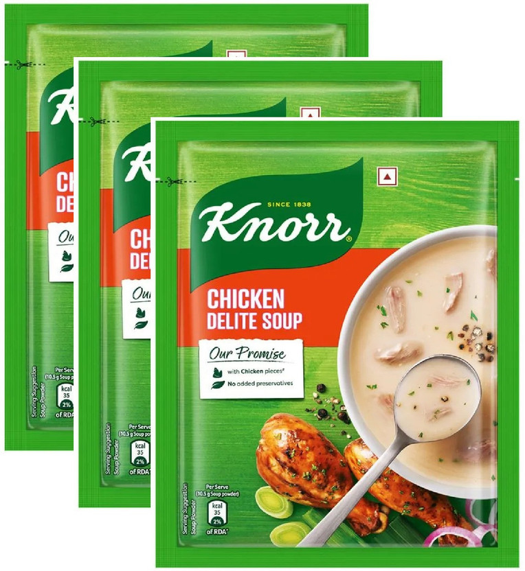 Knorr Knorr Chicken Delite Soup, 42g (Pack Of 3)(Pack of 3, 126 g) - Flipkart Deal