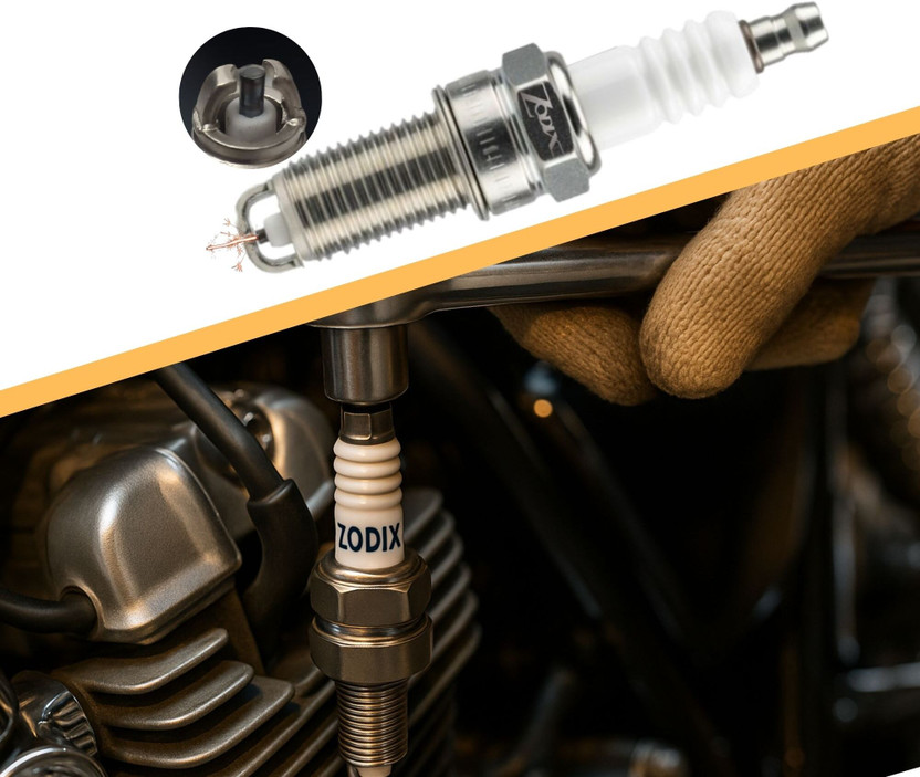 ZODIX Spark Plug Compatible for Bajaj, Honda Bikes | Twin Electrodes-Long Thread Ignition Spark Plug Compatible for Universal Bikes Copper Spark Plugs(Pack of 1)