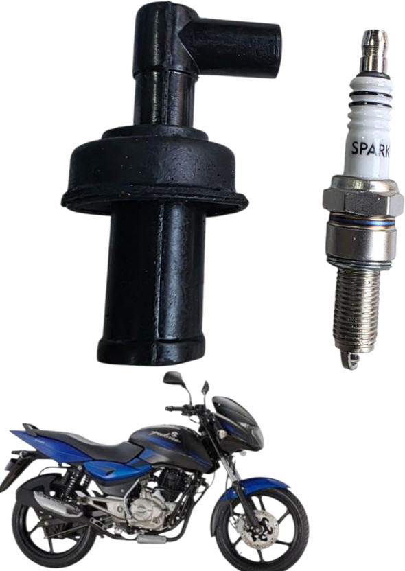 BIKEBLOOM Spark plug with plug adaptor for pulsar,platina bike(1pc plug,1pc plug cap) Plug with plug cap Copper Spark Plugs(Pack of 2)