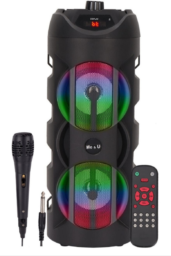 ME&U Musical Pro 4inch*2/ 10 hours play time BT TWS Mic RGB light FM USB AUX 40 W Bluetooth Home Audio Speaker(Black, 2.0 Channel)