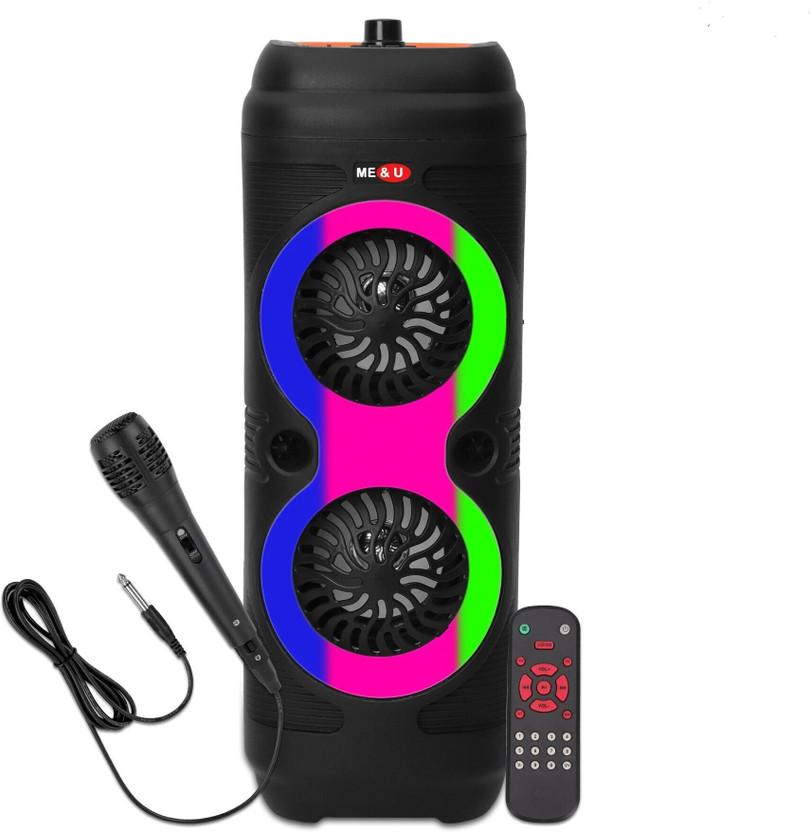 ME&U Musical Powerhouse pro 8 hours play timeTWS RGB light FM AUX Karaoke MIC 50 W Bluetooth Home Audio Speaker(Black, 2.0 Channel)