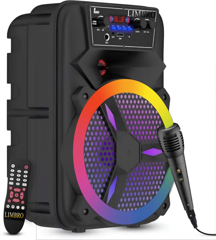 LIMBRO home Theatre TWS Mode FM USB AUX BLUETOOTH KARAOKE WIRED MIC RGB LIGHT 50 W Bluetooth Party Speaker(Black, 2.0 Channel)