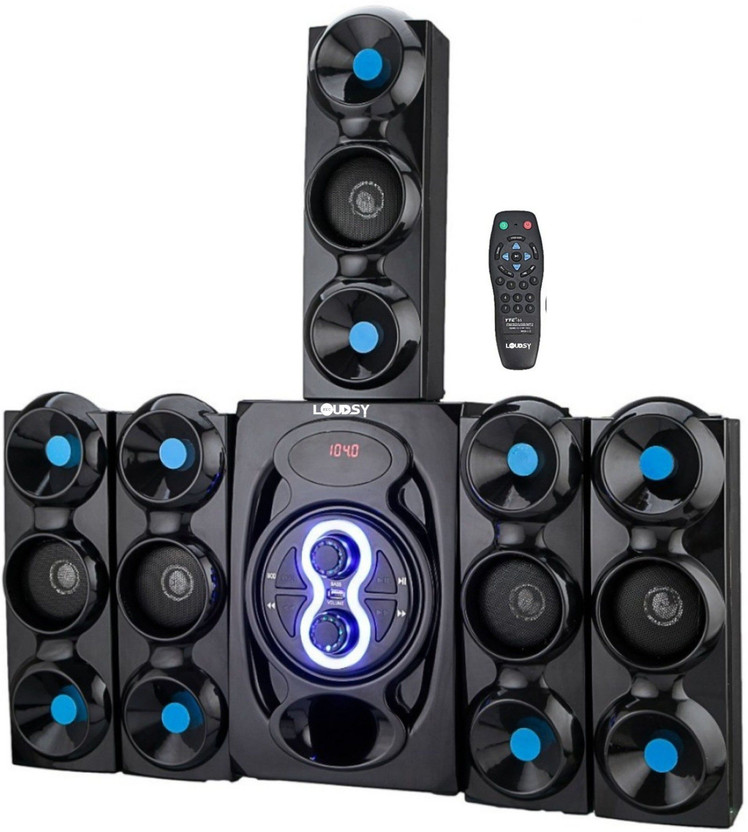 LOUDSY Best Buy Popularity High-Fidelity Transmission Powerful Sound Audio Extra Bass Home Theatre Flashing LED Light BestIn Built Bluetooth Connectivity |Gaming|Outdoo|Home Audio TF/FM Slot Home Theatre compatibility and stable transmission wireless technology 200 W Bluetooth Home Audio Speaker(Bla