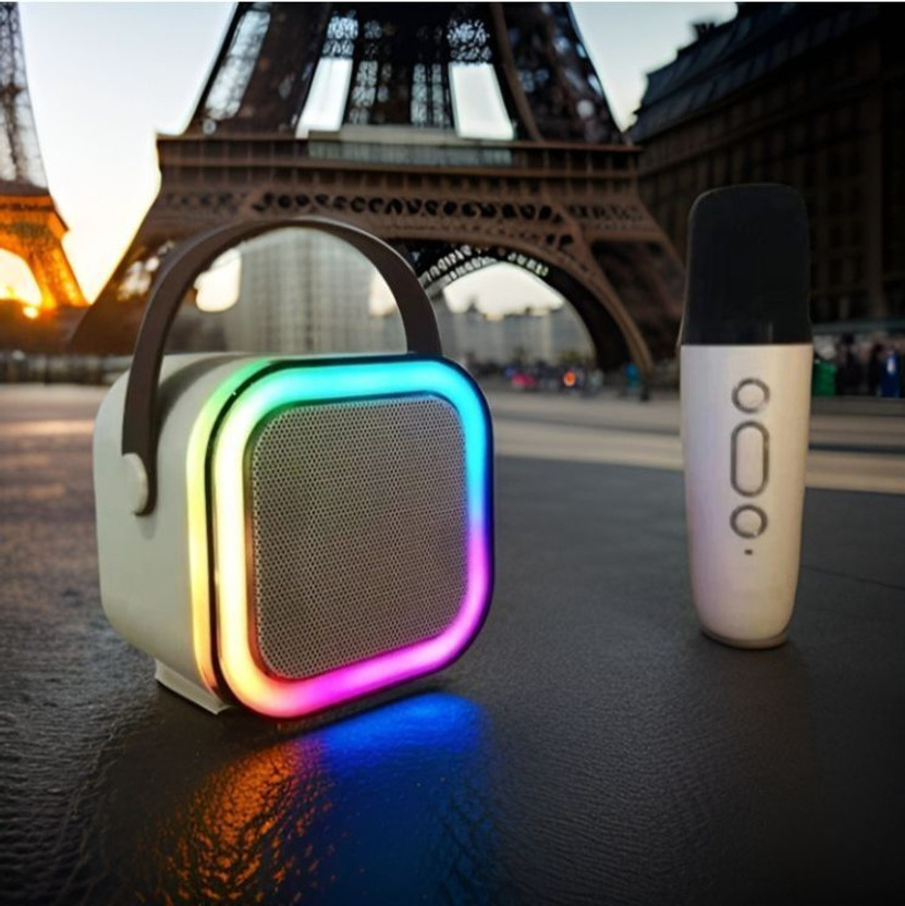 Gr traders M2_k12 Wireless Karaoke Mic Speaker: K12 with RGB, 5W Bluetooth 5.6 W Bluetooth Home Audio Speaker(Multicolor, 4.1 Channel)