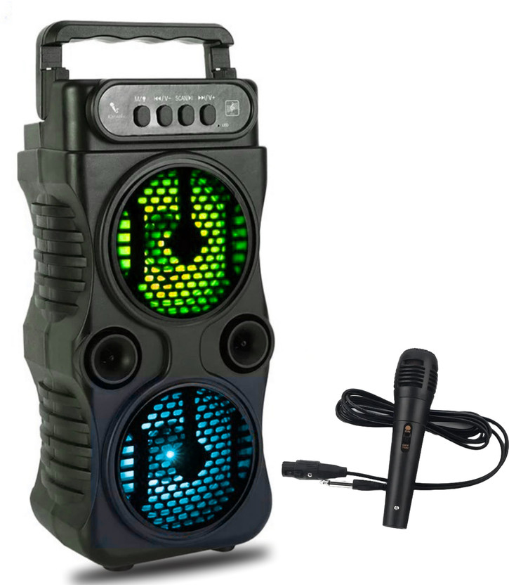 VOIZO VOIZO 10W Bluetooth Karaoke Speaker RGB Lights Wired Mic Portable Sound 10 W Bluetooth Home Theatre(Black, Stereo Channel) - Flipkart Deal