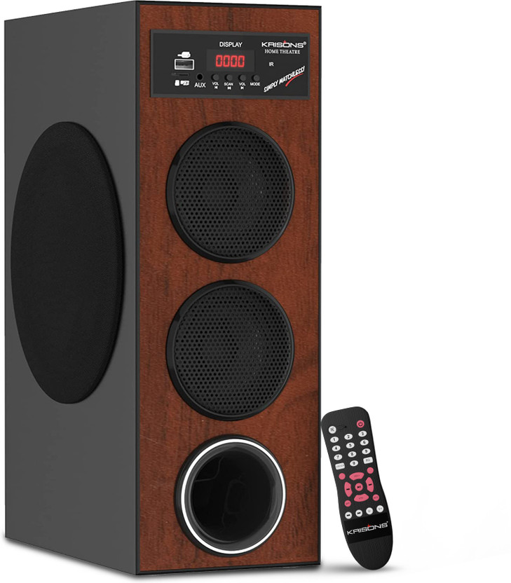 KRISONS Thunder, Tower Speaker System | Bluetooth Supporting Home Theatre | USB, AUX, LCD Display, Built-in FM. 80 W Bluetooth Home Theatre(Black & BROWN, 2.1 Channel)