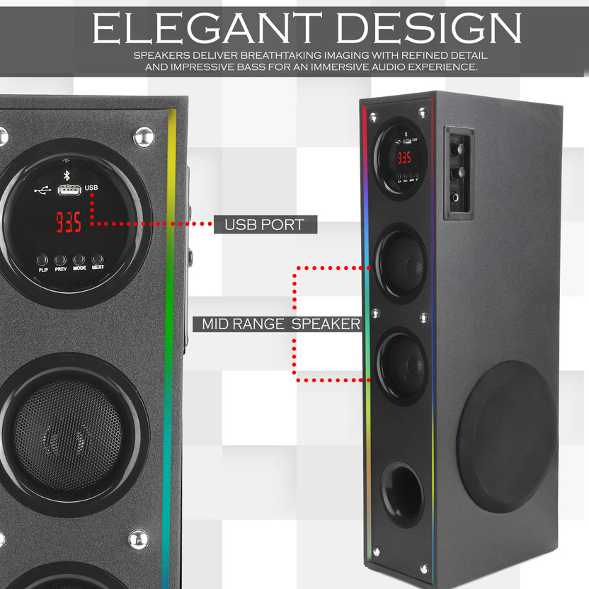 D1Y3 A-50T Multimedia Music System 120 W Bluetooth Home Theatre(Black, Stereo Channel)