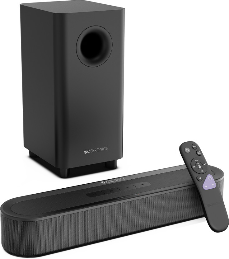 ZEBRONICS Juke Bar 9010C Dual Drivers, Dolby Audio,Optical IN,HDMI ARC & AUX Compact 140 W Bluetooth Soundbar(Black, 2.1 Channel)