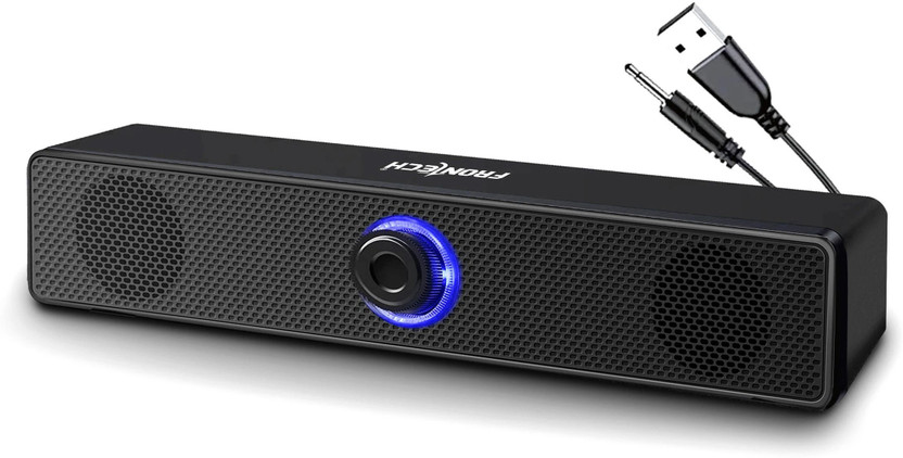 Frontech 1.0 USB with AUX | LED Lights| Volume Control | PC, Mobile SPK-0008 10 W Laptop/Desktop Speaker(Black, Mono Channel)