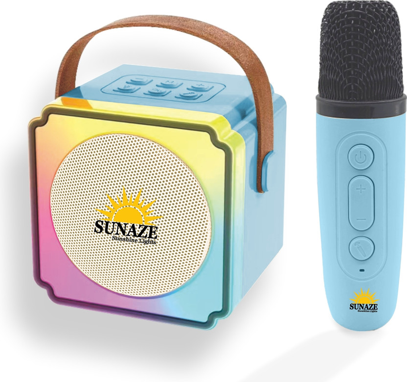 Sunaze Rechargeable Party Karaoke Wireless Mike & Bluetooth Speaker - RGB Disco Light 8 W Bluetooth Speaker(Blue, 5.0 Channel)