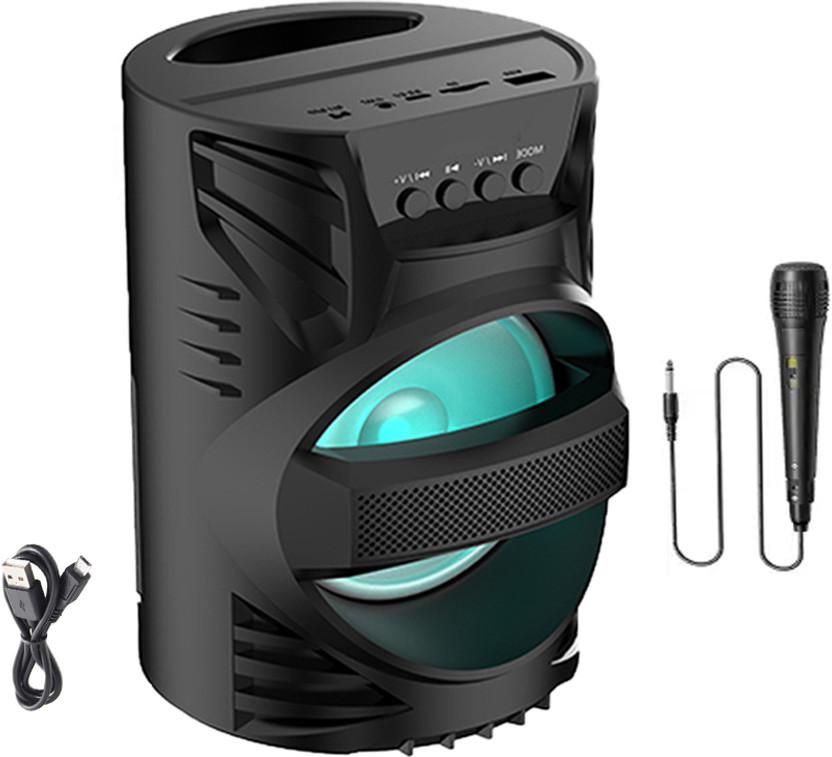 RECTITUDE Bluetooth Speaker Karaoke Machine Speaker WS-04 Thunder Power Karaoke Mic 10 W Bluetooth Home Audio Speaker(Black, Stereo Channel)