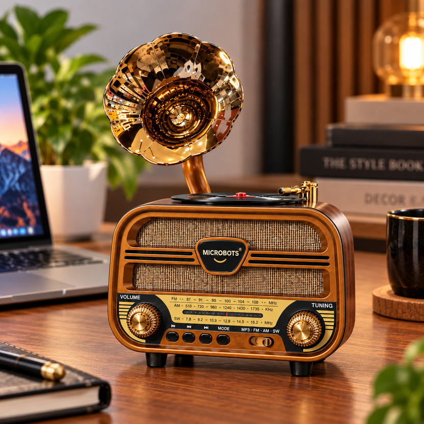 MICROBOTS C Series 427sp 10 W Bluetooth Speaker(Brown, Gold, 2.0 Channel)