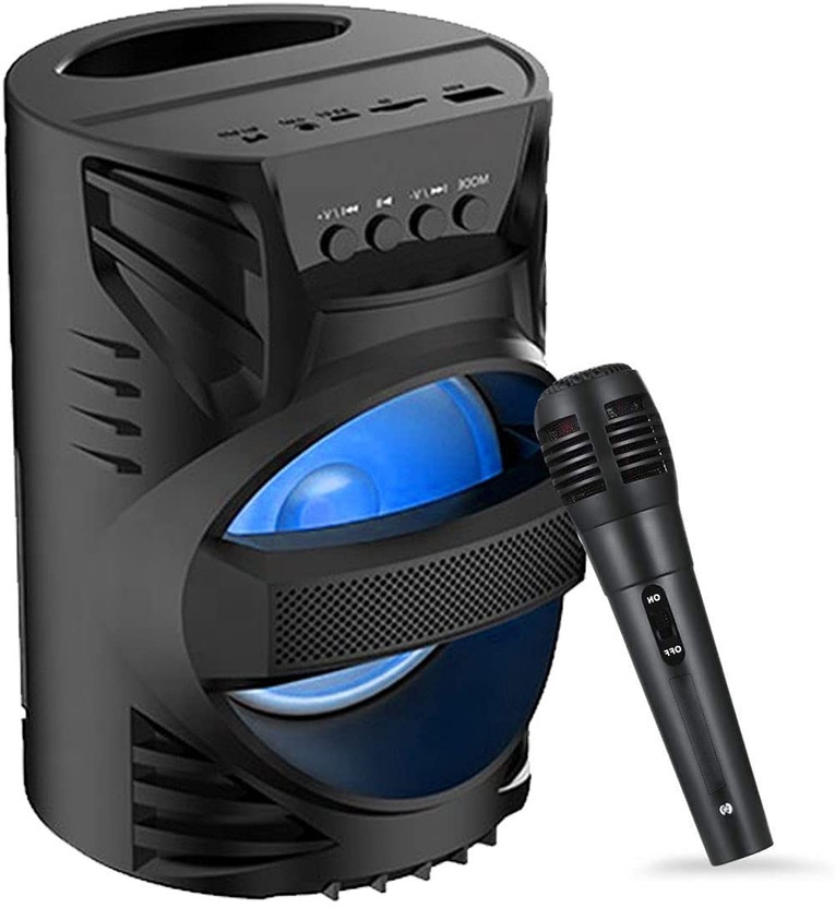 RECTITUDE Portable Multimedia WS-04 Ultra BASS BT, FM Radio, USB, SD Card, Karaoke mic 10 W Bluetooth Speaker(Black, Stereo Channel)