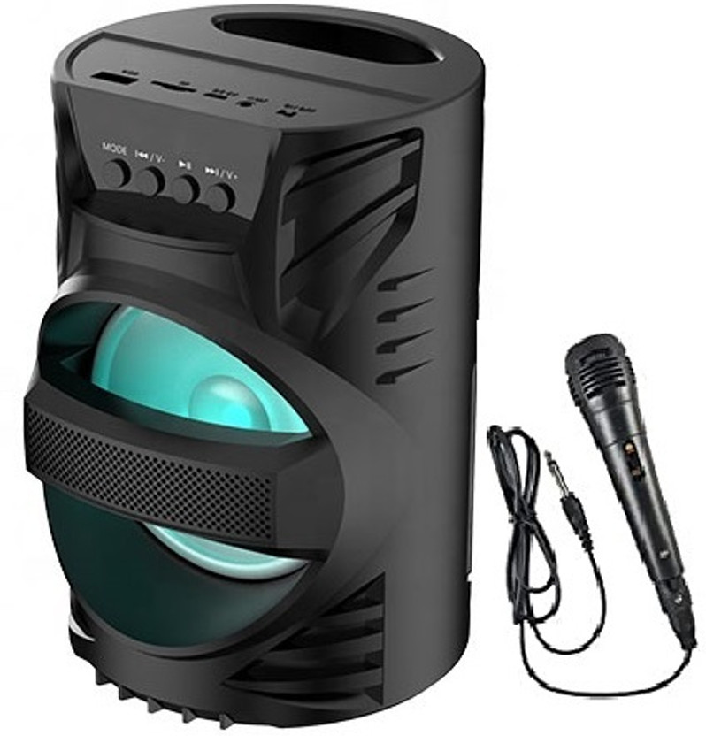 RECTITUDE New Powerful Bass WS-04 Multimedia Bluetooth Speaker with Karaoke Mic 10 W Bluetooth Speaker(Black, Stereo Channel)