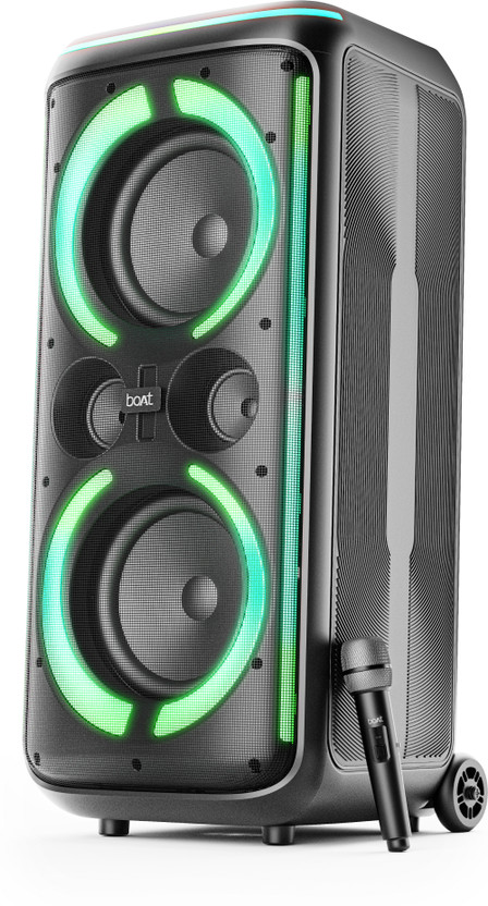 boAt boAt PartyPal 500, 200W Party Speaker,Karaoke Auto-Tuner,UHF Mic,RGB LEDs,App Support 200 W Bluetooth Tower Speaker(Raven Black, Mono Channel) - Flipkart Deal