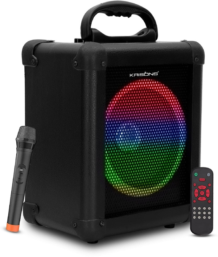 KRISONS KRISONS Qube karaoke wireless mic portable 8inch woofer driver trollley 80 W Bluetooth Party Speaker(Black, Mono Channel) - Flipkart Deal