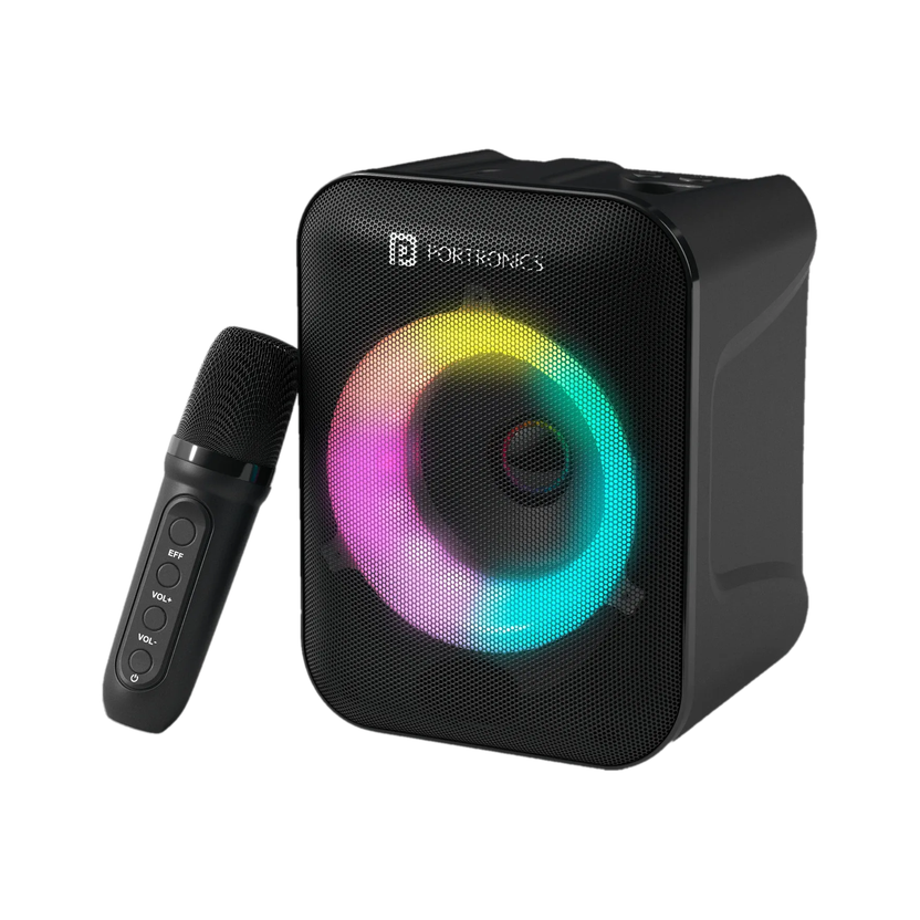 Portronics Apollo One 20W Bluetooth Portable Speaker With Wireless Karaoke Mic 20 W Bluetooth Speaker(Black, Stereo Channel)