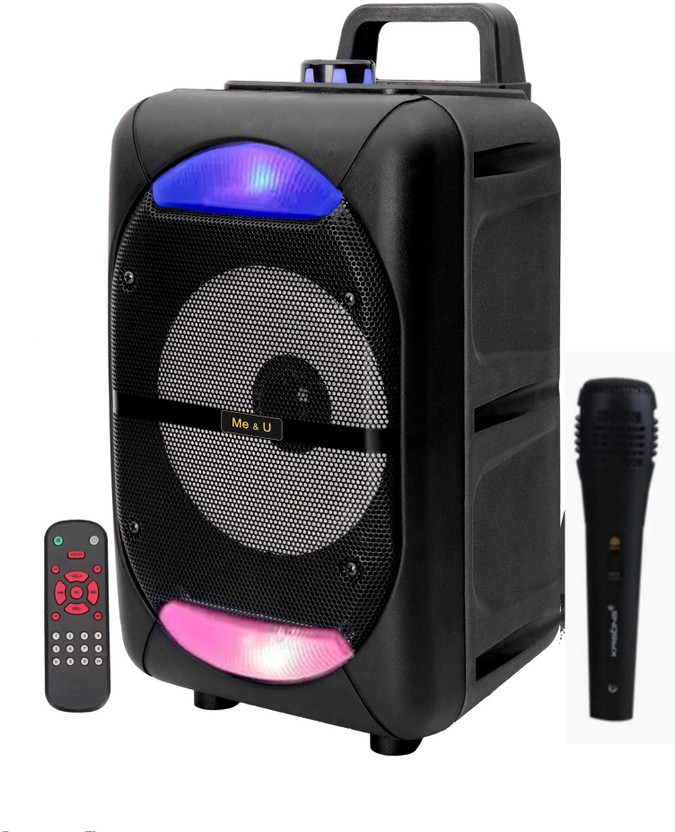 ME&U SoundFeast Pro with Bluetooth dancing RGB LIGHT FM USB AUX karaoke wired mic 50 W Bluetooth Party Speaker(Black, Mono Channel)