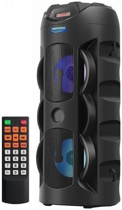SOUTHTECH Thunder Bluetooth Party Tower Speaker|Dual Woofer|RGB Lights|Remote| 40 W Bluetooth Party Speaker(Black, TWS, USB,SD,AUX,Type C,Rechargeable 4800 mAh Battery Outdoor-Indoor Use, 2.0 Channel)