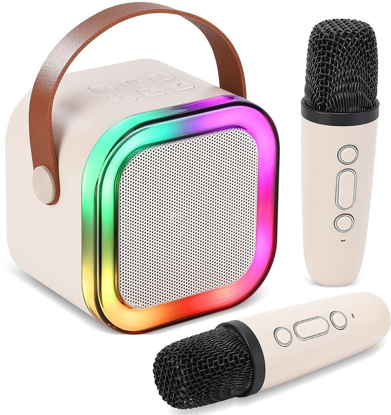 YGM Acoustic Foams - Portable Kids Karaoke Speaker with 2 Mic, 5-6 Hrs Playtime & Voice Changing 5 W Bluetooth Party Speaker(Beige, Stereo Channel)