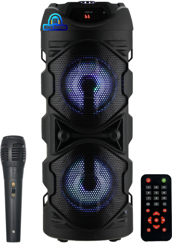 Gk King Series Double Woofer 50W 2400Mah Battery Multi-Media Party Speaker with Wired Mic 50 W Bluetooth Party Speaker(Black, 2.0 Channel)