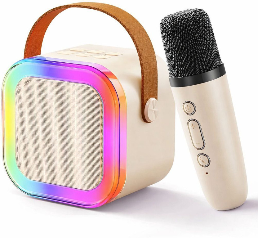 YGM Acoustic Foams - Portable Kids Karaoke Speaker with 1 Mic, 5-6 Hrs Playtime & Voice Changing 5 W Bluetooth Party Speaker(Beige, Stereo Channel)