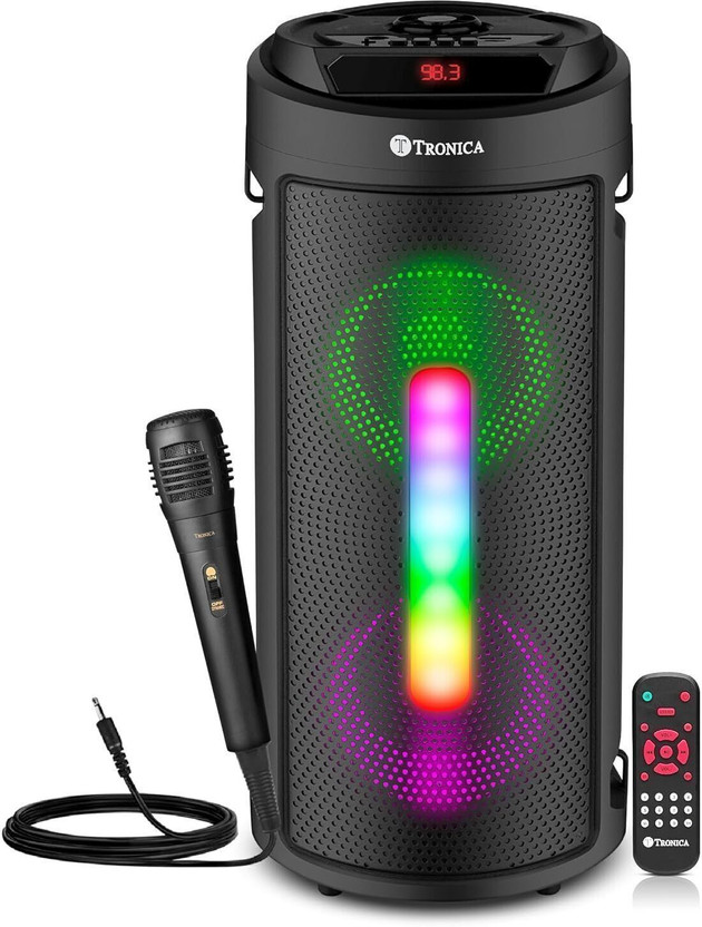 TRONICA Cyclone Multi Media speaker,4inch Double Woofer Speaker with wired mic, 40 W Bluetooth Party Speaker(Black, Stereo Channel)