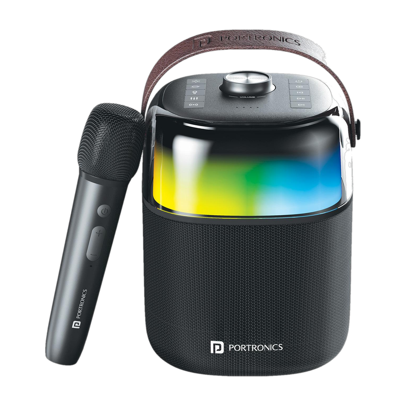 Portronics Dash 4 with Wireless Karaoke Mic, 6Hrs Playtime, HD Sound 50 W Bluetooth Speaker(Black, Stereo Channel)